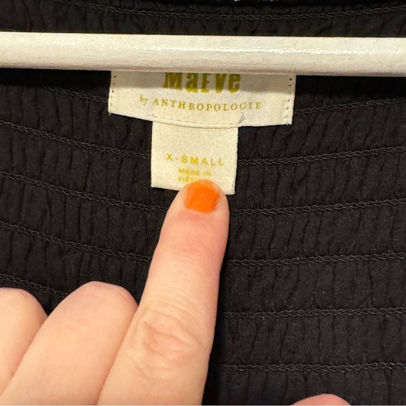 Anthropologie Maeve Omya Smocked Maxi Dress in Black & Orange Floral Print XS - Picture 4 of 12